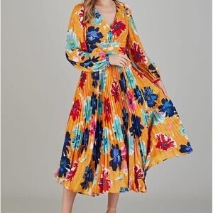 Chicwish Vibrant Floral Long Sleeve Dress size L